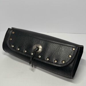 VTG All American Rider Black Leather Motorcycle Tool Roll Fork Bag USA Saddlebag